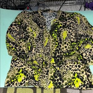 YAS Leopard Print Blouse with Neon Accents, WL